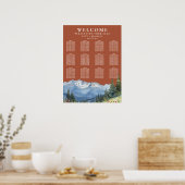Mountain Floral Terracotta Wedding Seating Chart ポスター (キッチン)