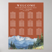 Mountain Floral Terracotta Wedding Seating Chart ポスター (正面)
