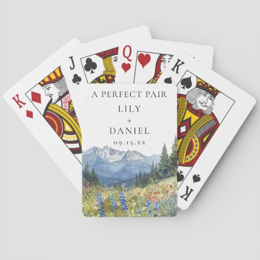 Mountain Floral Wedding Perfect Pair Favor トランプ (裏面)