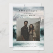 Mountain Fog Pine Forest Save the Date Photo 招待状 (正面)