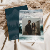 Mountain Fog Pine Forest Save the Date Photo 招待状