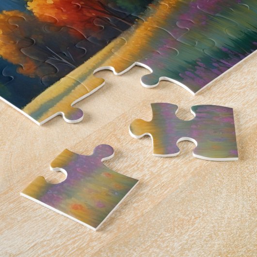 Mountain Forest Cabin Art ジグソーパズル (側面)