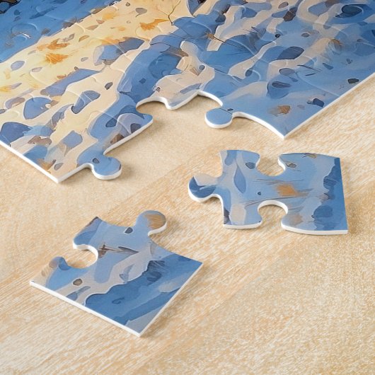 Mountain Forest Cabin Art ジグソーパズル (側面)