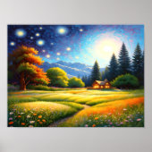 Mountain Forest Cabin Art ポスター (正面)