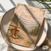 Mountain Forest Cowboy Boots Wedding 出欠カード