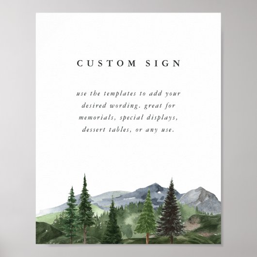 Mountain Forest Custom Wedding Sign Template ポスター (正面)