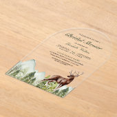 Mountain Forest Deer Bridal Shower アクリル招待状 (レイダウン)