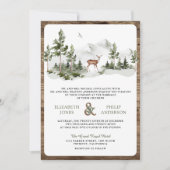 Mountain Forest Deer QR Code All in One Wedding 招待状 (正面)