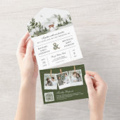 Mountain Forest Deer QR Code Photo Collage Wedding オールインワン招待状 (貼ってはがせる)