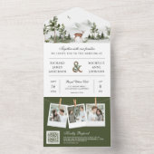 Mountain Forest Deer QR Code Photo Collage Wedding オールインワン招待状 (内側)