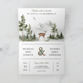 Mountain Forest Deer QR Code Photo Wedding 招待状 (内部)
