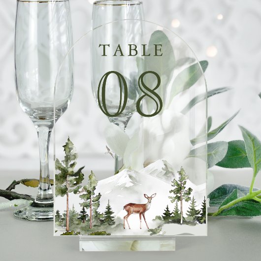Mountain Forest Deer Wedding Acrylic Table Number アクリル招待状