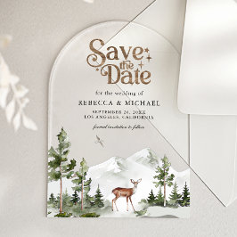 Mountain Forest Deer Wedding Save the Date アクリル招待状