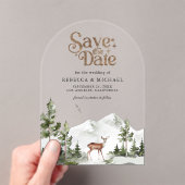 Mountain Forest Deer Wedding Save the Date アクリル招待状 (インサイチュ (ポータブル))