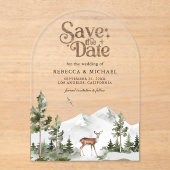 Mountain Forest Deer Wedding Save the Date アクリル招待状 (正面)