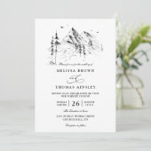 Mountain forest hand drawn sketch qr code wedding 招待状 (スタンド正面)