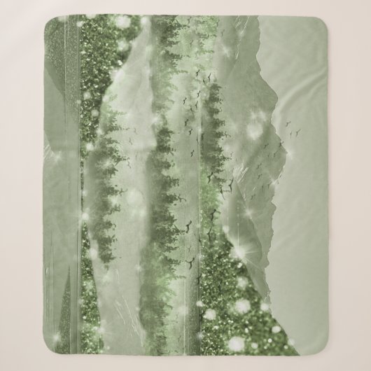 Mountain Forest Lake Landscape Mixed Media シェルパブランケット (正面)