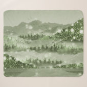 Mountain Forest Lake Landscape Mixed Media シェルパブランケット (正面(横))