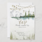 Mountain,Forest,Lake,String Lights RSVP 招待状 (正面)