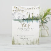 Mountain,Forest,Lake,String Lights RSVP 招待状 (スタンド正面)