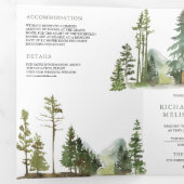 Mountain Forest Lodge ログキャビンQRコード ウェディング 三つ折り招待状 (内部最初)