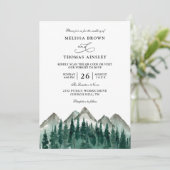 Mountain Forest Rustic Budget QR Code Wedding 招待状 (スタンド正面)