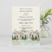Mountain Forest Rustic Budget QR Code Wedding 招待状 (スタンド正面)