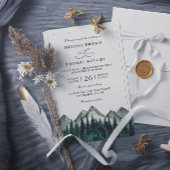 Mountain Forest Rustic Budget QR Code Wedding 招待状