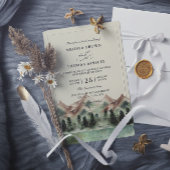 Mountain Forest Rustic Budget QR Code Wedding 招待状