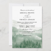 Mountain Forest Rustic Tree Budget QR Code Wedding 招待状 (正面)
