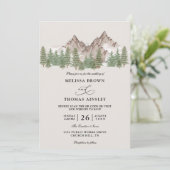Mountain Forest Tree Rustic Budget QR Code Wedding 招待状 (スタンド正面)