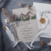 Mountain Forest Tree Rustic Budget QR Code Wedding 招待状