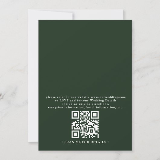 Mountain Forest Trees Pine Rustic QR Code Wedding 招待状 (裏面)