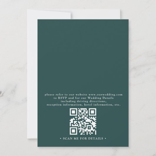 Mountain Forest Trees Pine Rustic QR Code Wedding 招待状 (裏面)