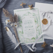 Mountain Forest Trees Rustic Elegant Wedding 招待状