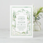 Mountain Forest Trees Rustic QR Code Wedding 招待状 (スタンド正面)