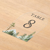 Mountain Forest Trees Wedding Acrylic Table Number アクリル招待状 (レイダウン)