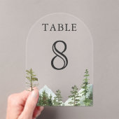Mountain Forest Trees Wedding Acrylic Table Number アクリル招待状 (インサイチュ (ポータブル))