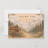 Mountain Forest Western Saddle Wedding サンキューカード (正面)