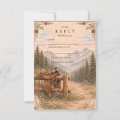 Mountain Forest Western Saddle Wedding 出欠カード (正面)