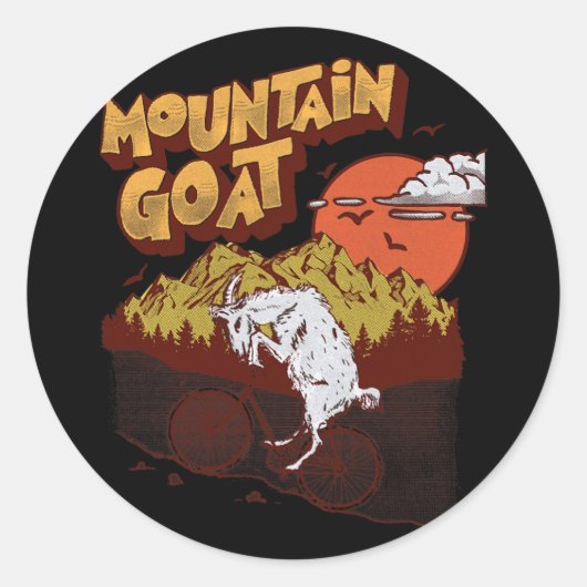 Mountain Goat Funny Mountain Biking Goat Biker Vin ラウンドシール (正面)