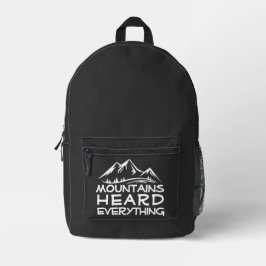 Mountain Graphic Hiking black white Backpack プリントバックパック