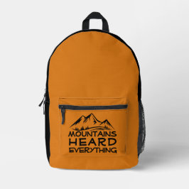 Mountain Graphic Hiking black yellow Backpack プリントバックパック