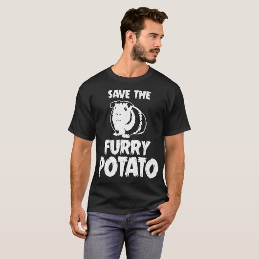 Mountain Guinea Pig Design Save The Furry Potato P Tシャツ (正面フル)