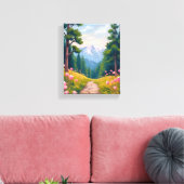 Mountain Hike | 花の自然風景 水彩画 キャンバスプリント (インサイチュ (リビング))