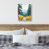 Mountain Hike | 花の自然風景 水彩画 キャンバスプリント (インサイチュ (寝室))