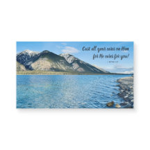 Mountain Lake Cast Your Cares Inspiring Magnet
