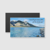 Mountain Lake Cast Your Cares Inspiring Magnet (正面/裏面)