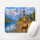 Mountain Lake Deer Chapel Mouse Pad マウスパッド (マウス)