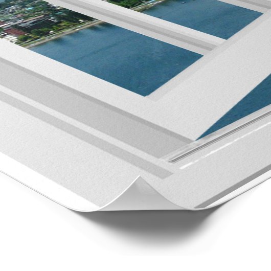 Mountain Lake Faux Window Scene ポスター (角)